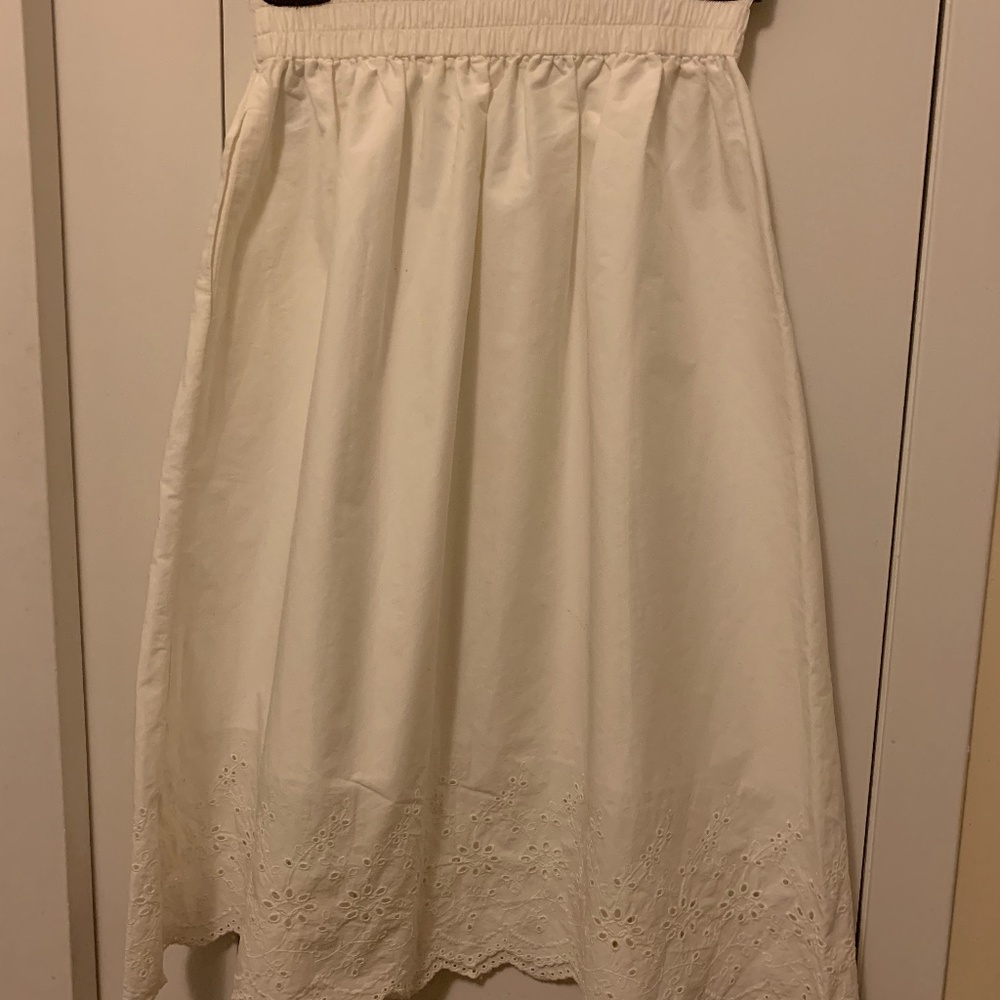 Uniqlo White Embroidered Midi Skirt Size XS